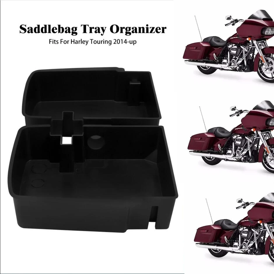 

Motorcycle Hard Saddlebag Shelf Saddlebag Tray Organizer Black For Harley Touring Road King CVO Street Electra Glide 2014-2019
