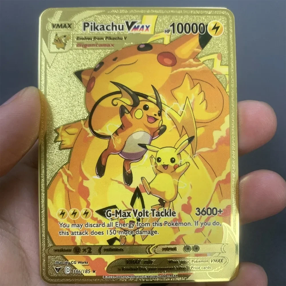 新しいピカチュウポケモンカードゴールド DIY メタルカード英語