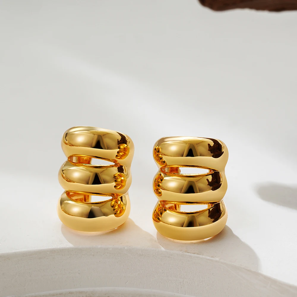 18K Gold Plated Unusual No Piercing for Cartilage Clip Earrings Women Girls Teens Hypoallergenic CC Ear Cuff Climbing Earclips