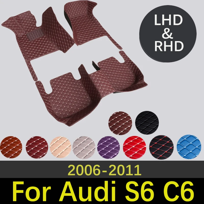 

High-Quality Leather Car Floor Mats For Audi S6 C6 4F 2006~2011 Fashion Interiors Accessories Custom Carpets Car Styling Rug