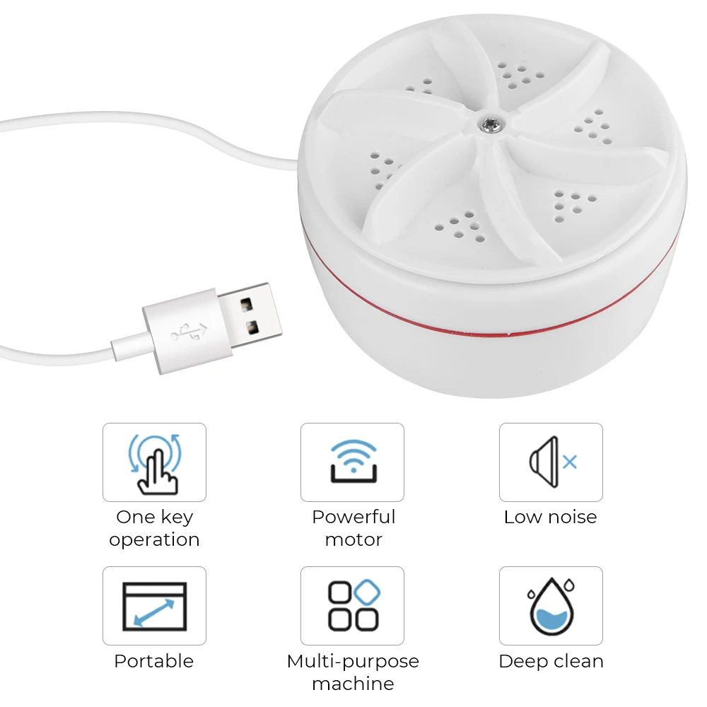Mini Washer USB Towel Wash Dishes Underpants Underwear Multifunction Rotating Turbine for Travel Home Business Trip