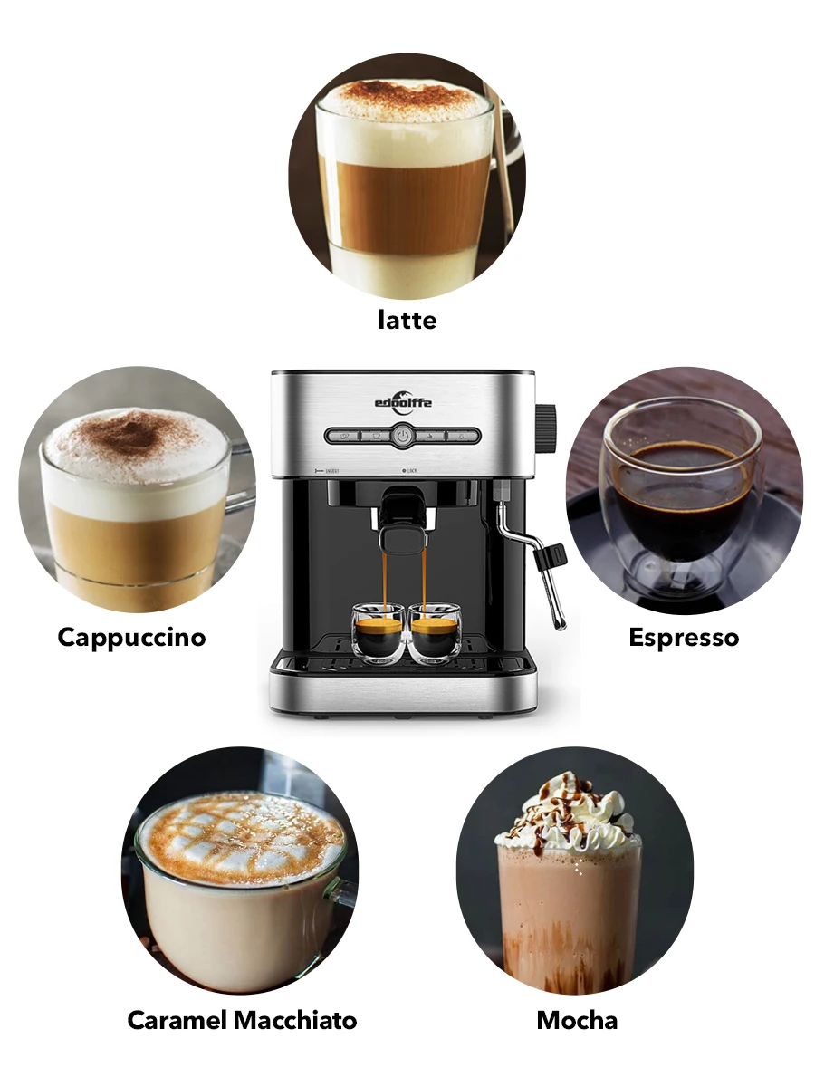 Edoolffe Espresso Coffee Machine With Milk Frother Wand For Espresso, Cafe  Powder 5 Bar Espresso Maker,cappuccino And Latte - Coffee Makers -  AliExpress