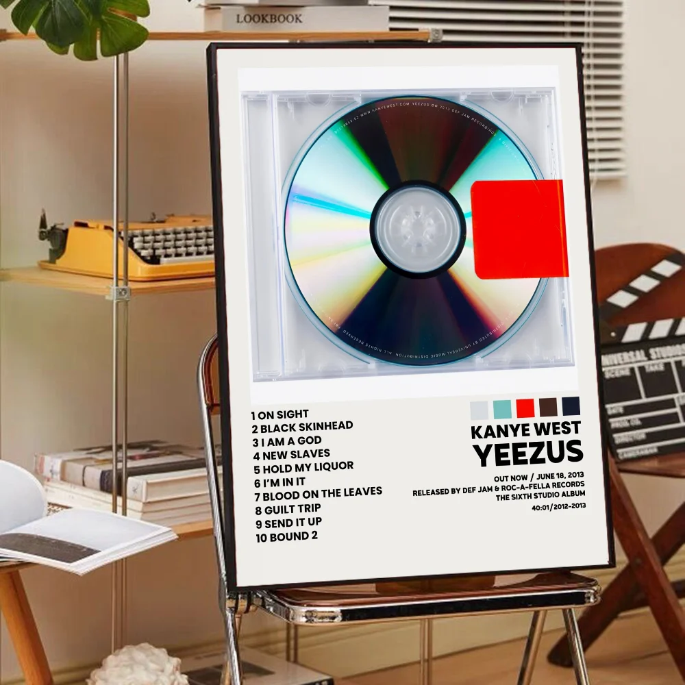 Rapper Hip Hop Pop Singer Kanye West Classic Movie Posters Vintage Room Bar Cafe Decor Stickers Wall Painting vintage posters