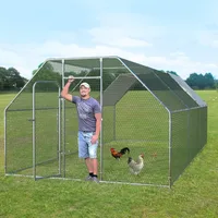 Large Chicken Coop, Flat-roof Walk-in Poultry Chicken Hen cage, Rabbits Duck Cages with Waterproof and Anti-Ultraviolet 1
