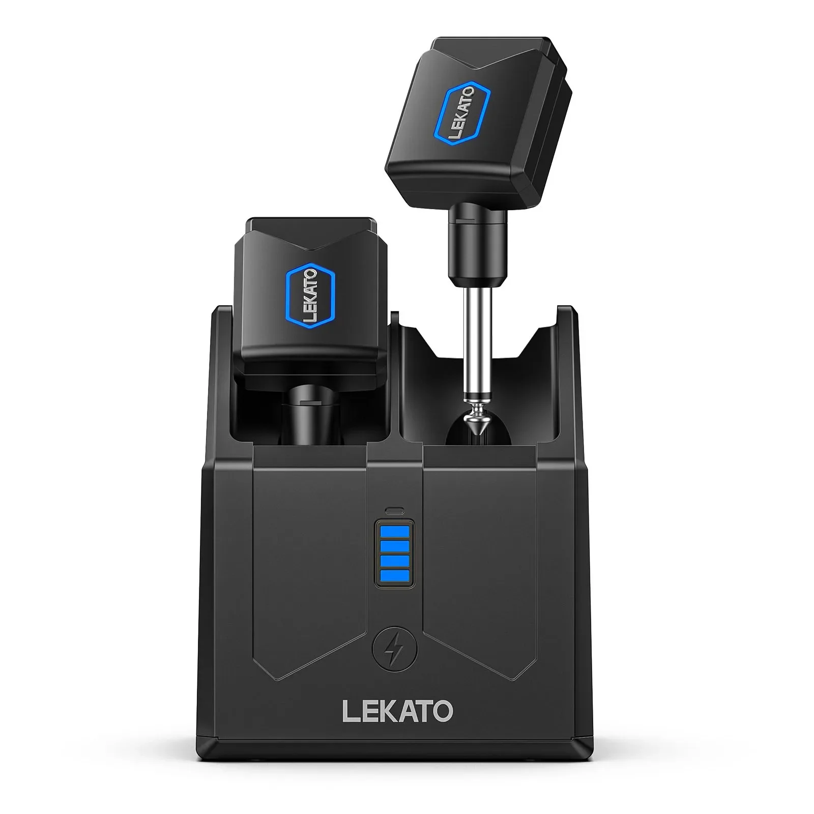 새로운 기타/베이스 Lekato 5.8Ghz 무선 기타 시스템(충전 케이스 포함) - 4채널 충전식 송신기 및 수신기