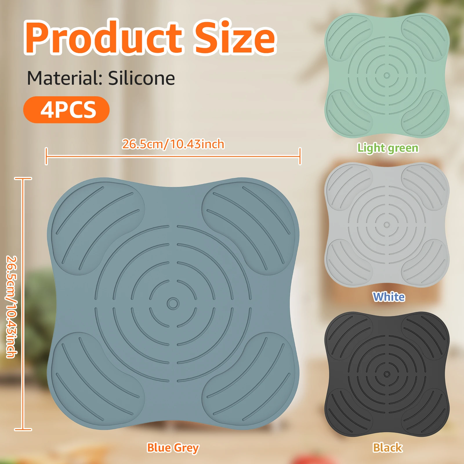 3/4Pcs Air Fryer Insulated Mat Heat Resistant Non Slip Silicone Pad for Kitchen Microwave Safe Compatible with Ninja Crispi