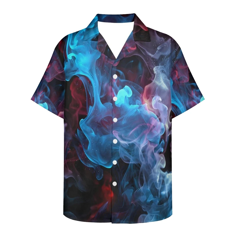 

New Men's Smoke Graffiti Printed Shirt Men's Breathable Cardigan Men's Summer Trend Clothing Men's Comfortable Sweat Waders Top