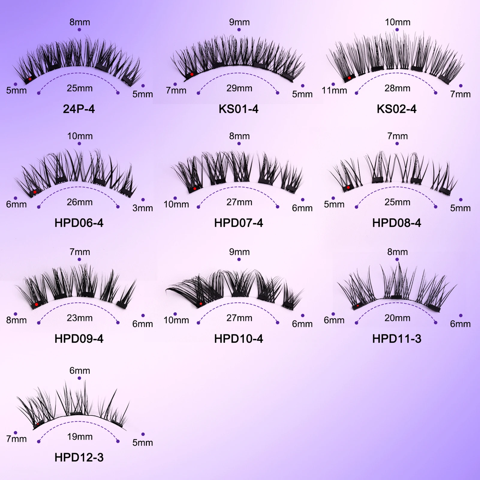 Fake Eyelashes Magnetic Eyelashes Set Reusable Lashes Natural look False Eyelash Extensions Curly Cluster Long Little Devil Lash Supplies