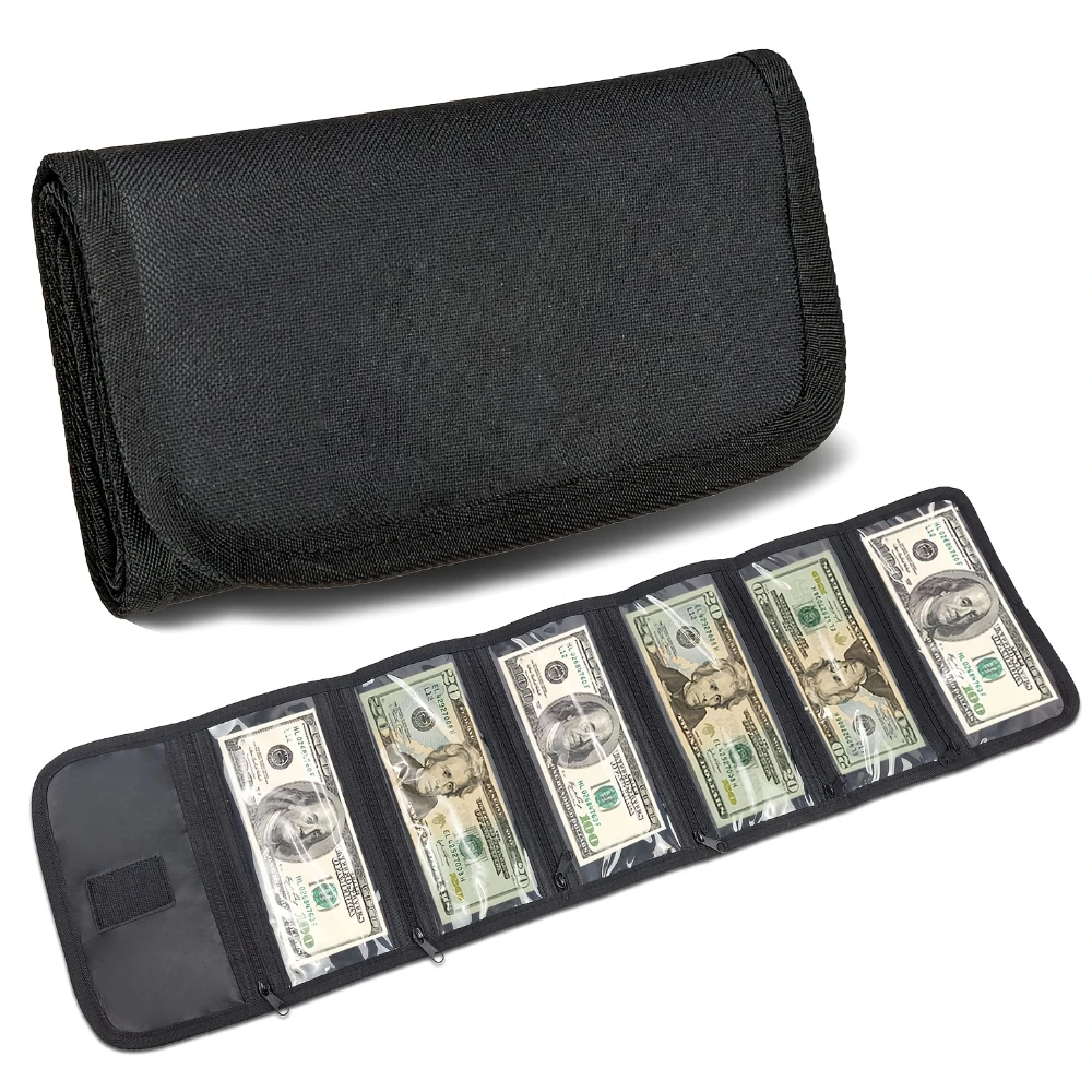 Geld-Organizer für Bargeld mit 6-facher Reißverschlusstasche, Geldbeutel im Multipack, Geldschein-Organizer, Geldbeutel mit Umschlag-Geldbörse