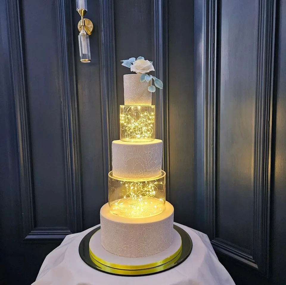 Set 2 Alzate Per Torte In Acrilico Trasparente 10 E 6 Pollici | Espositori Impilabili Per Matrimoni E Feste
