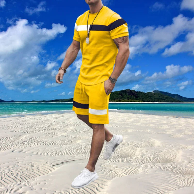 Men Clothing Set Summer Casual Short Set Short Shirt Men 2 Set