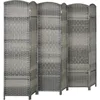 6 Panel Privacy Room Divider, 6' Tall Room Divider Hand-Woven Freestanding Wall Partition for Home Office, Bedroom, Mixed Gray 1