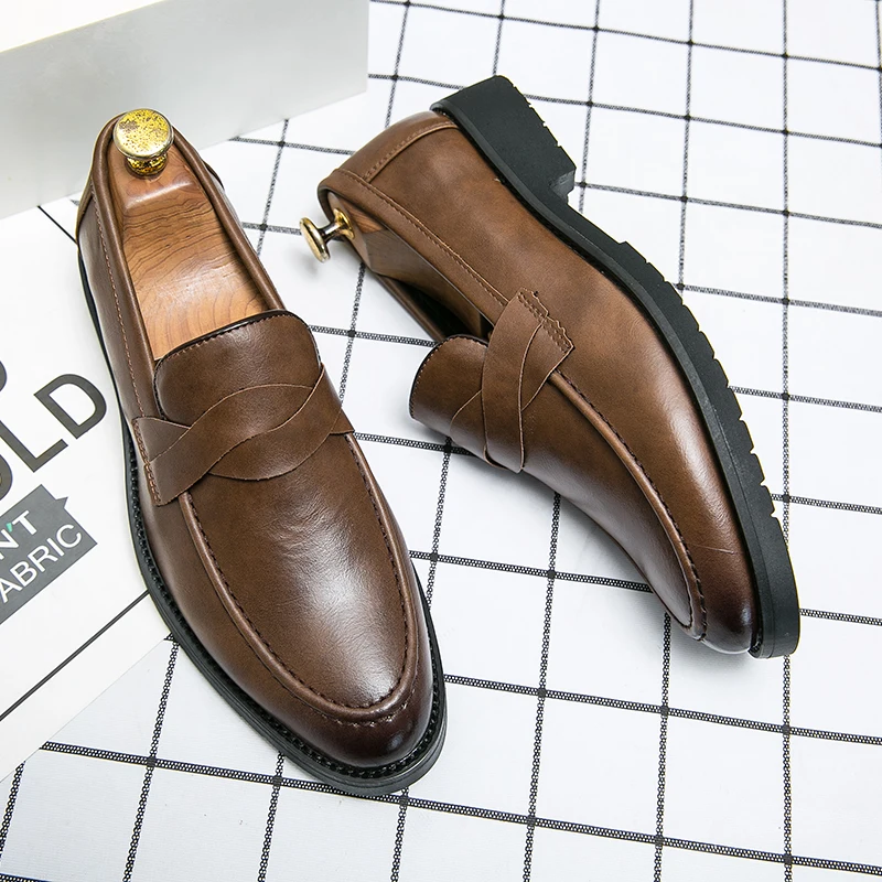 Hot Brand Men's Genuine Leather Shoes Men's Loafers Simple Men's Business Shoes for Work Versatile Men's Outdoor Casual Shoes