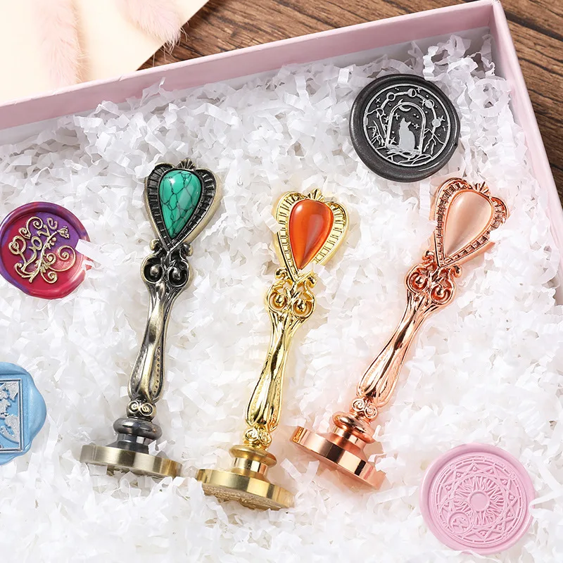 Wooden Handle Fire Paint Seal Macaron Color DIY Decoration