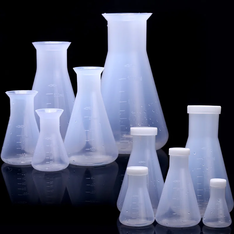 

PP Plastic Triangular Flask Conical Flask Wide-Mouth Shake Flask 50ml 100ml 250ml 500ml 1000 ml Bottle Laboratory Analysis