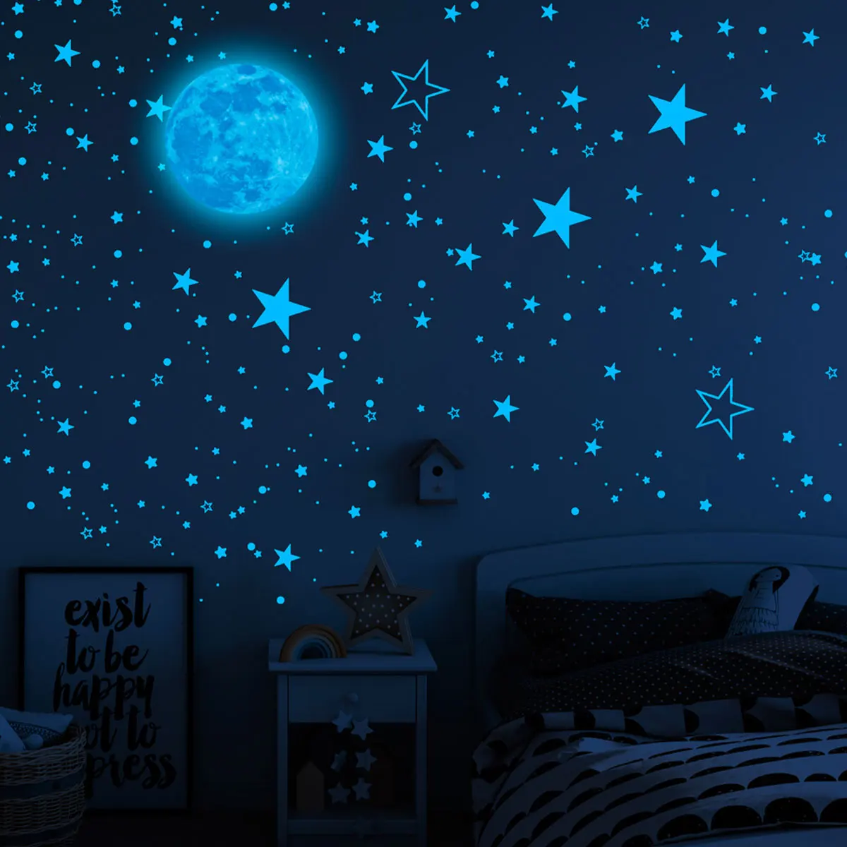 Glow in the Dark Star Stickers 3D Glow in Dark Star Ceiling Super Bright,  Realistic Night Sky Unique Starry Night Home Decor Moon 