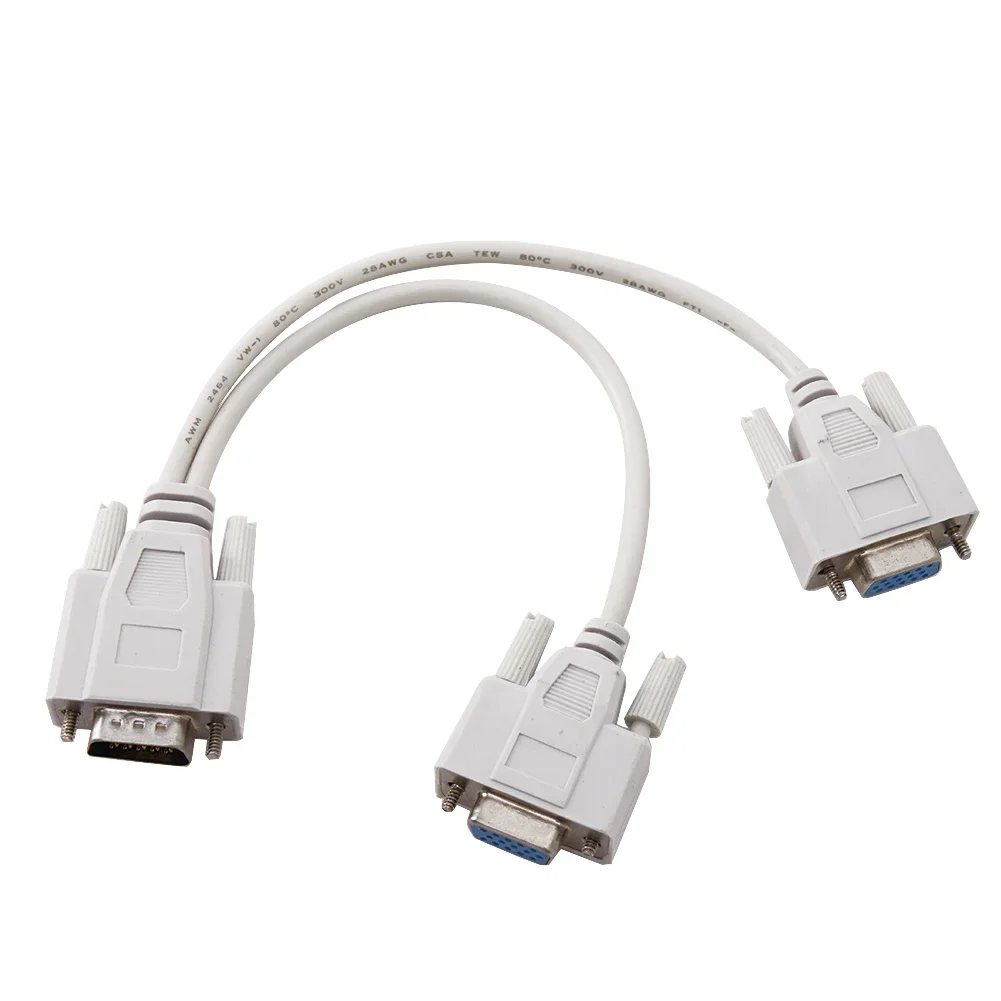 VGA SVGA 1 PC TO 2 MONITOR Male to 2 Dual Female Y Adapter Splitter Cable 15 PIN 25cm