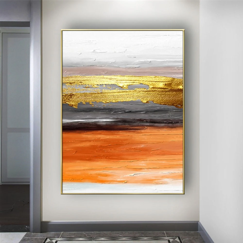 100% Hand-painted Big Size Decorative Wall Art Canvas Oil Painting Modern Abstract Gold Painting