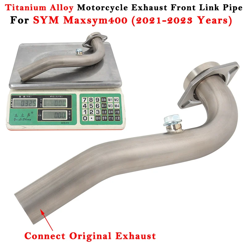 

Slip On For SYM Maxsym 400 400i 2021 2022 2023 Motorcycle Exhaust Escape System Modified Muffler Titanium Alloy Front Link Pipe