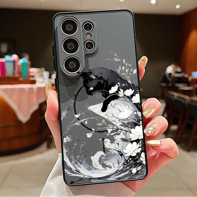 Magnetic Black Cat Hard PC Phone Case