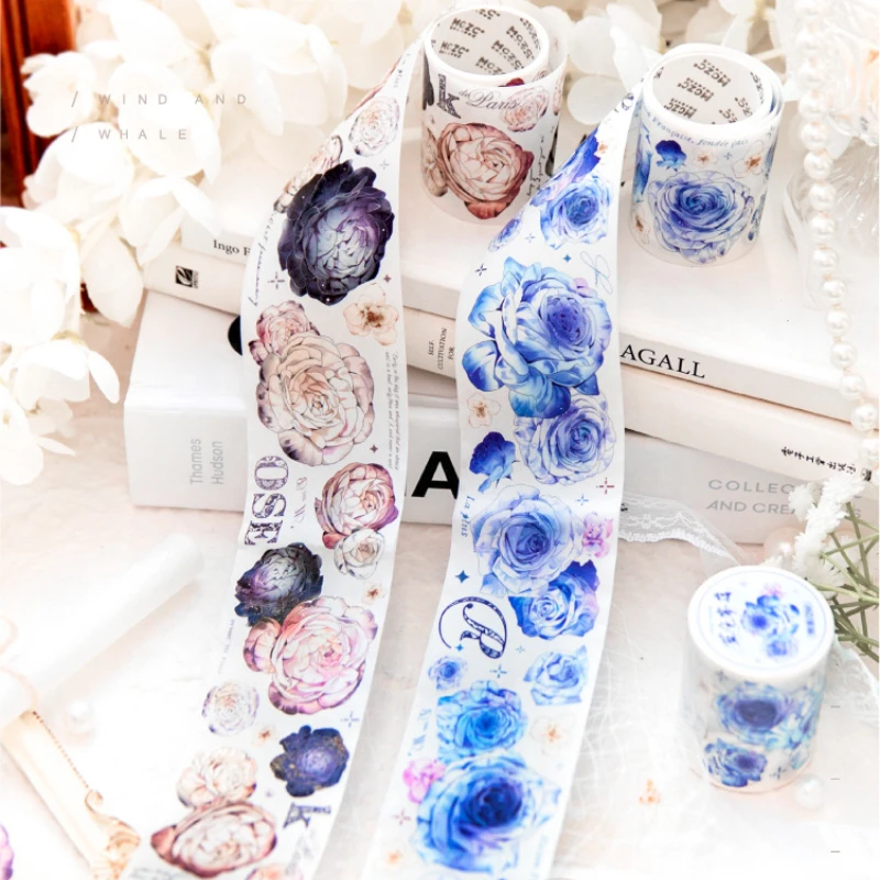 

Rose Washi Tape Flower Sticker Tape Aesthetic Stationery Scrapbooking Supplies Japanese Kawaii Paper Material Pretty Tapes