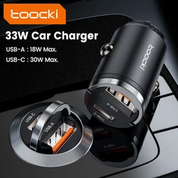 Toocki 33W Mini Car Charger with PD QC3.0 Quick Charge and Pull Ring Design, Supports PPS - Black 33W