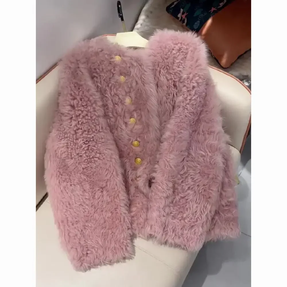 

Fashion Single Breasted Gradient New Soft Wear Fluffy Fur Jacket Coat Women 2023 Winter Chic Thicken Faux Outerwear T914