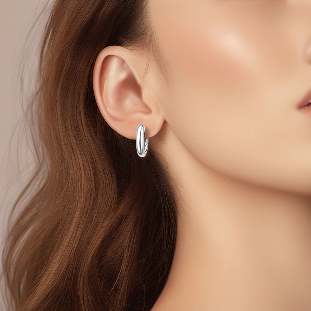 Simple 925 Silver Circle Hoop Earrings Girl Rose Gold & Gold Color Elegant Office Style Classic Earrings Accessories 3