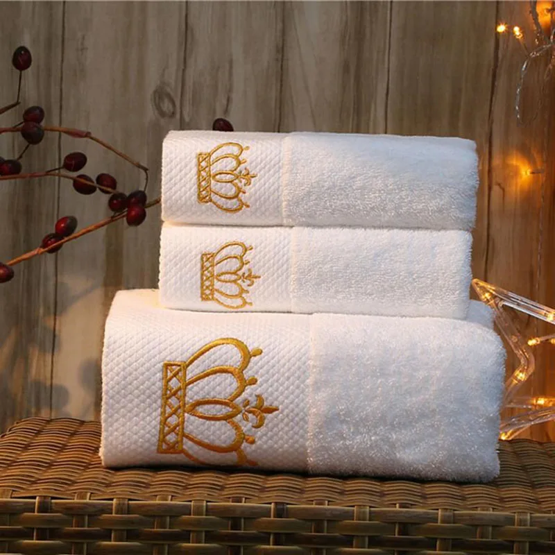 Embroidered Crown Bath Towel 5stars Hotel Towels 100% Quality Towel Set Washcloths towels bathroom large Face Towel Bath