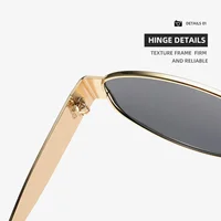 Luxury unisex metal sunglasses, oval-shaped, fashionable, UV400 protection, elegant tints for men and women Glasses Googles - Image 2