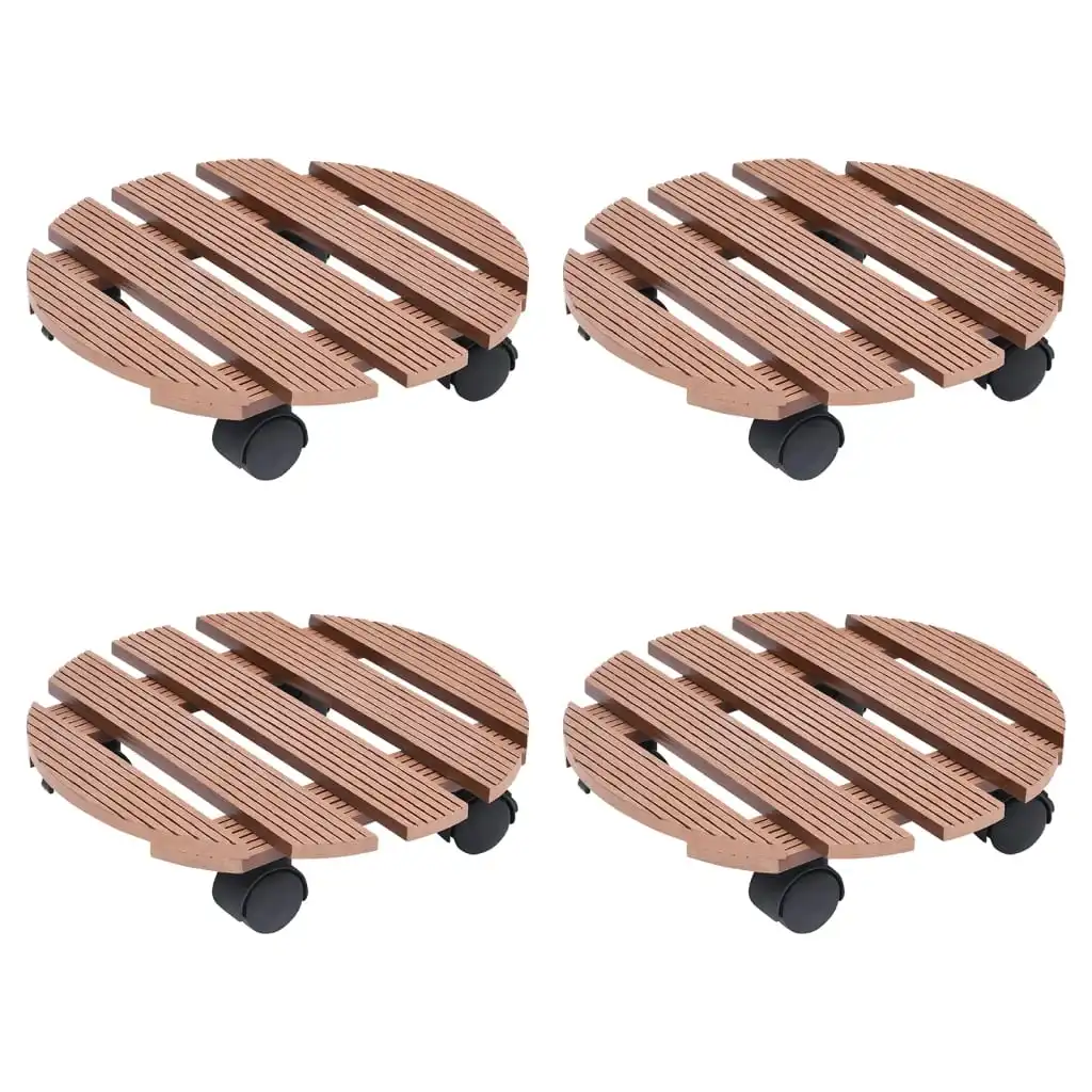 4 Pcs Brown Plant Trolley Diametro 30X7,5 Cm Wpc Garden Plant Shelf Flower Decorazione Multistrato Display Rack Di Stoccaggio Da Giardino