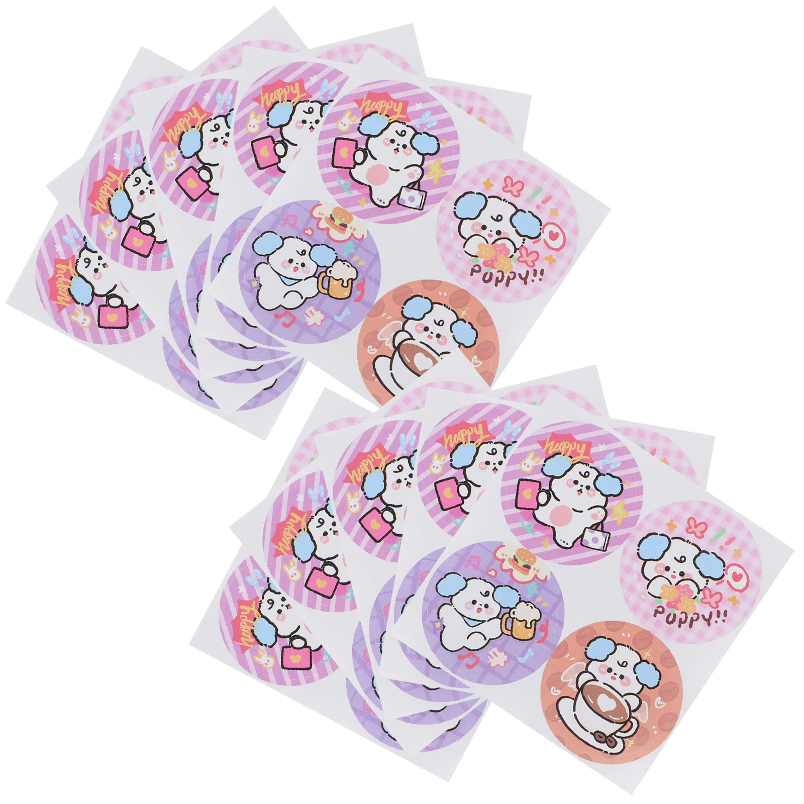 100 Sheets Puppy Stickers Gift Labels Envelopes Sealing Classification Dot Mark Marking Cartoon Self-adhesive Paper Round