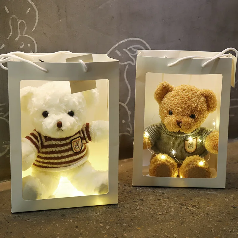 Gift-Ready: Cross-Border Teddy Bear Plush Toy with Gift Box, Bag, and Decorative Lights  Anime Plush  Plush Toys  Rilakkuma pu leather tpu phone cover cross texture stand wallet pattern printing case with strap for samsung galaxy a03s 166 5 x 75 98 x 9 14mm a36 lion