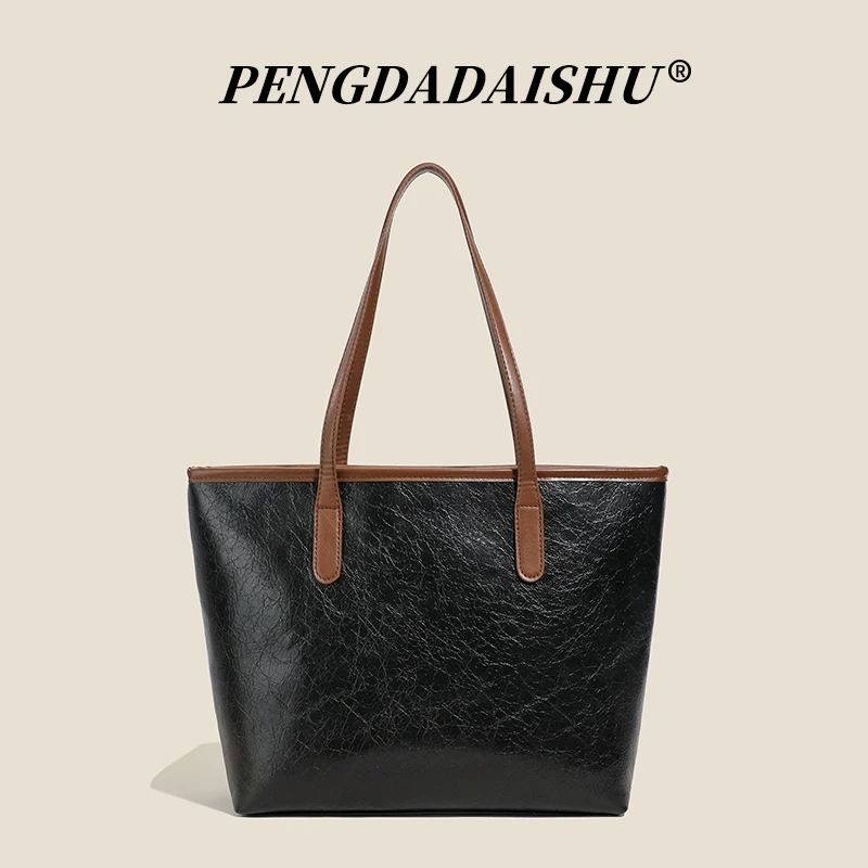 Vintage Distressed Luxe Tote: Embossed Handbag for Women with Large Capacity
