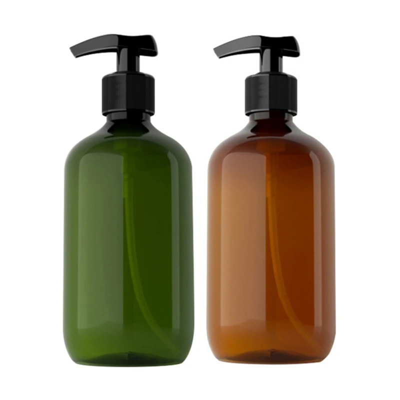 

500ML Bathroom Soap Dispensers Amber Shampoo Lotion Container Press Pump Refillable Bottle for Bath Soap Gel and Cosmetics