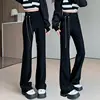 Black Flared Pants for Petite Women with a High Waist and Slimming Effect Elastic Waisted Casual Elastic Micro Flared Pants 2