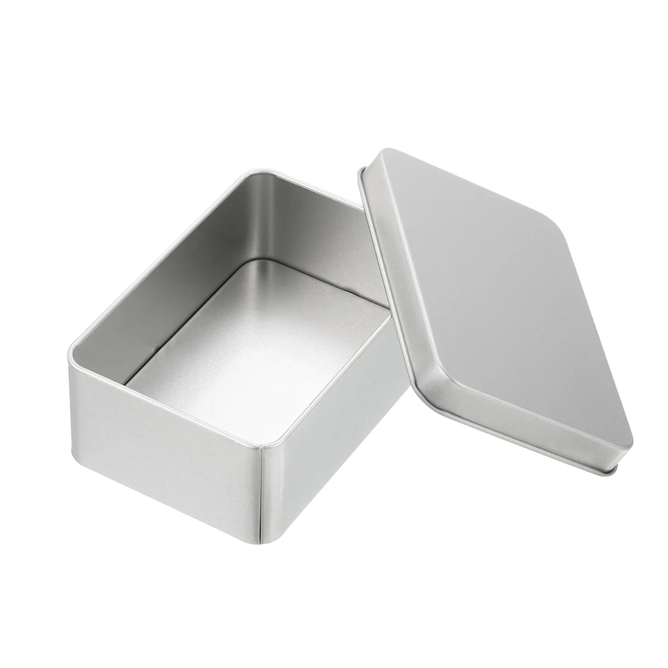 Portable Silver Metal Tin Storage Box