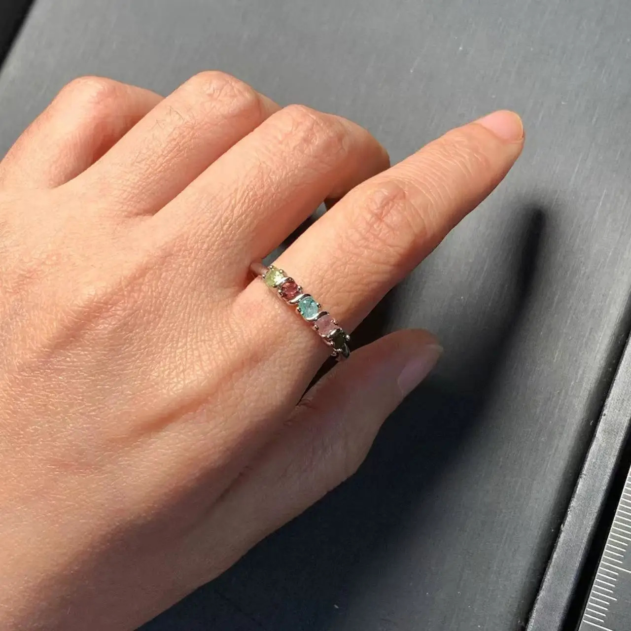 New Arrival Natural Tourmaline Rings Female  Jewelry For Women Gift Copper Cute Stone Flower