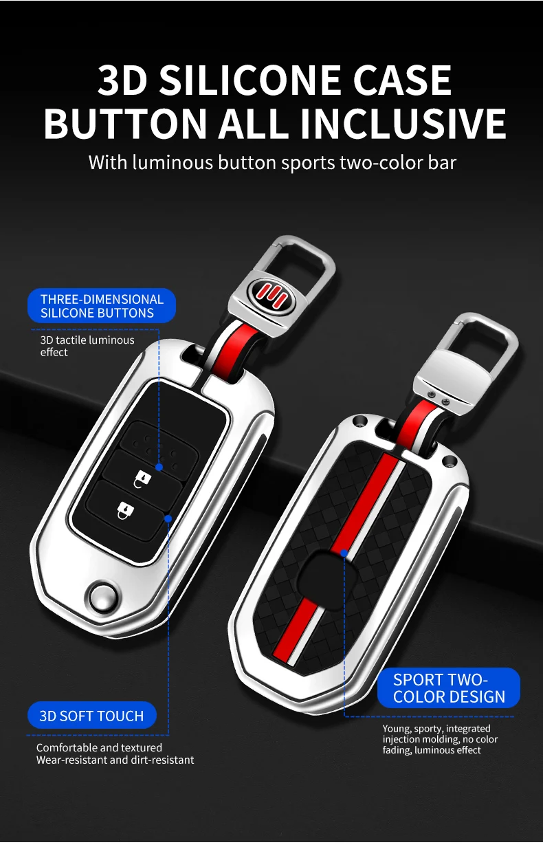 Custodia per chiave a distanza per auto in metallo Shell Fob per Honda Civic CRV CR-V HRV Accord Crider Odyssey Fit Pilot Protector Bag accessori - S80d18a68a1334911953e34d580916261Q