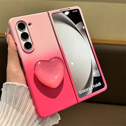 Luxury Korean Love Heart Gradient Stand Case in Candy Colors for Z Fold 6 (A)