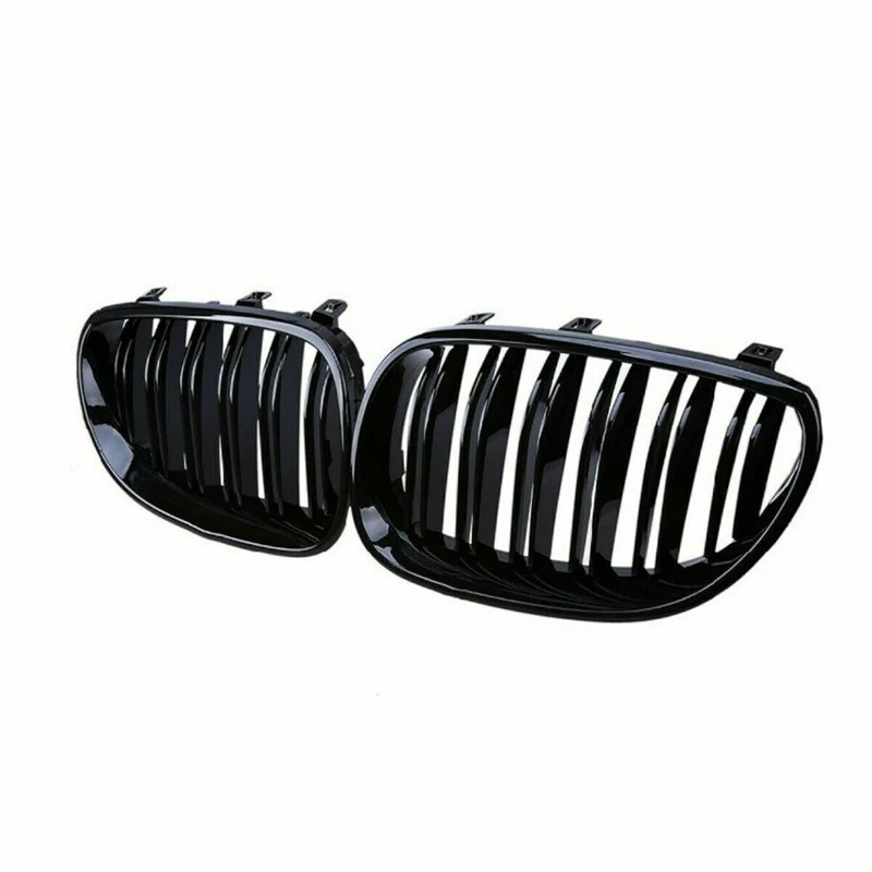 

FOR BMW 5 SERIES E60 E61 GLOSS BLACK DUAL SLATS FRONT KIDNEY GRILLE GRILLS 03-10