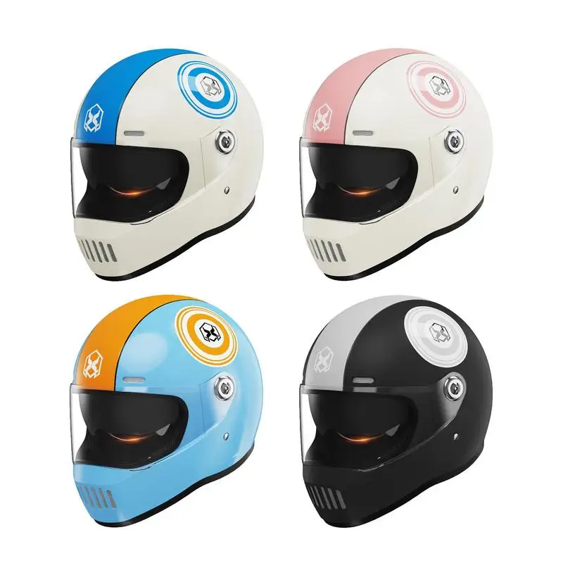 

Vintage Motor Helmets Universal Anti Fog Motorcycle Helmets Double Mirror Motorbike Safety Helmets For Skating And Road Biking