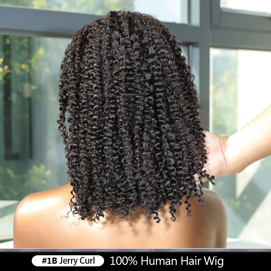 제리 컬 가발 리얼 250% 밀도 숏밥 가발 100% 인모 베트남산 생모 13x4 더블 드로운 곱슬 레이스 프론트 인모 가발