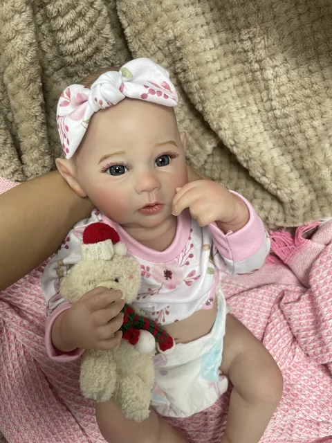 18 Inch Finished Reborn Baby Doll Raven Adorable Girl Full Body Silicone Vinyl Washable Newborn Christmas Gift Birthday Toy 1