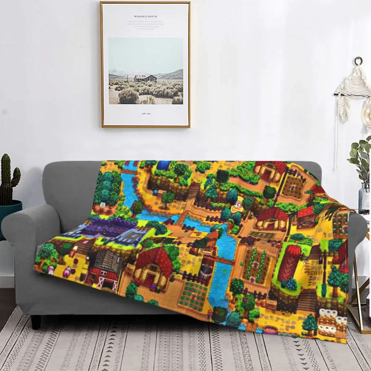Stardew Valley Map Blanket Velvet Cute Pixel Game Farming Super Soft