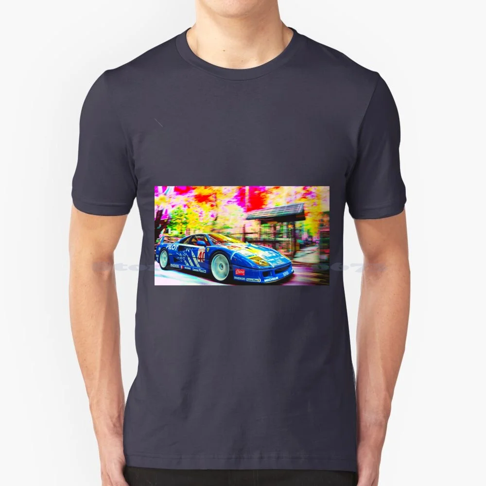 Maglietta F40 Colori 100% Cotone Tee F40 Racecar Pilot Gt Sport Gran Turismo Ps4 Colore Blu Lm Turbo V8 Sim