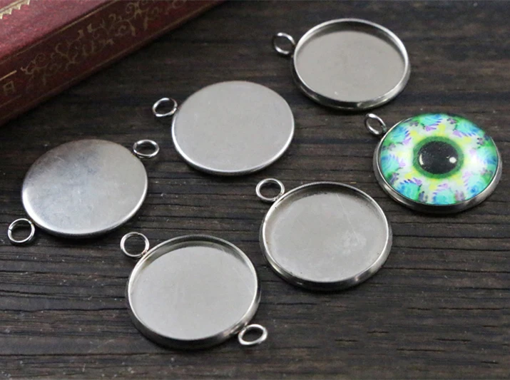 (절대 페이드) 14mm 16mm 18mm 20pcs 스테인레스 스틸 3 스타일 카메오 설정 카보 숑베이스 매력 펜던트 고품질
