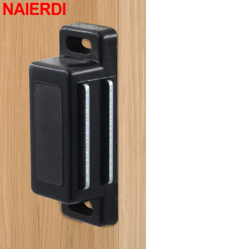 NAIERDI-Loquet magnétique en plastique ABS noir, loquets d'armoire, loquet de porte pour planches à Chi, portes de proximité et volets, 10 pièces