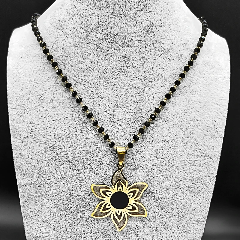 Collier Fleur Noir | L'Arène à Bijoux