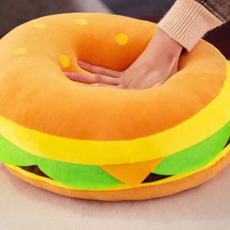 New Plush toys hamburger shape pillow creative funny plush toy doll cushion pillow child gift realistic hamburger stuffed toys 2